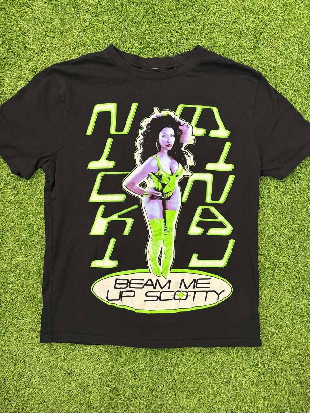 Nicki Minaj Graphic Neon Green Pinup Artwork Size Large